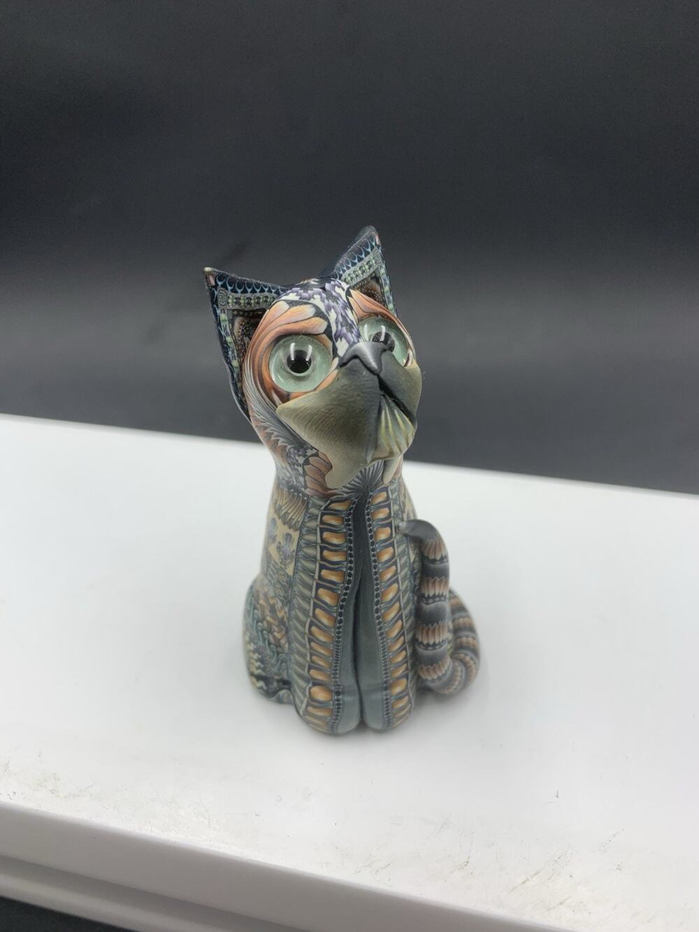 Jon Stuart Anderson Handmade Polymer Clay Cat Figurine 3"